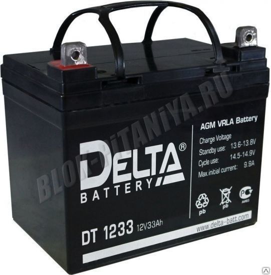 Аккумуляторная батарея DELTA DT 1233 (12V-33Ah) для источника бесперебойного питания 