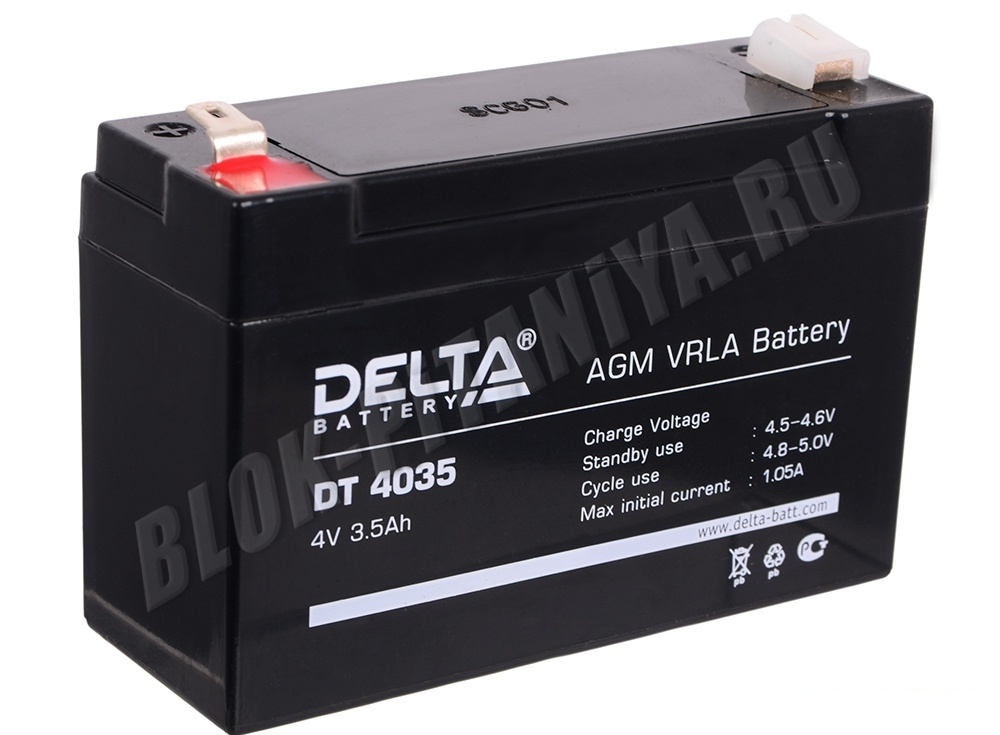 Аккумуляторная батарея DELTA DT 4035 (4V-3,5Ah) для источника бесперебойного питания